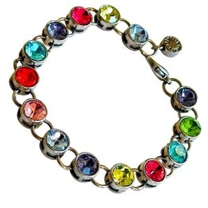 Rainbow colorful tennis rhinestone Bracelet High Intencity Charm it! Pastels 7"‎